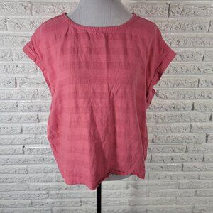 Liz Claiborne Womens Top XXL Plus Sleeveless Pink Linen Rayon Casual PIN23E